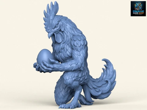 Egg in Rooster Hand Sculpture 3D Print Model