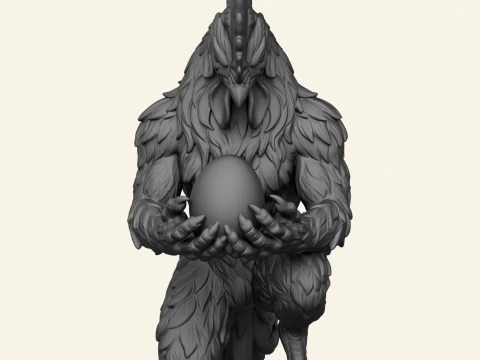 Egg in Rooster Hand Sculpture 3D Print Model