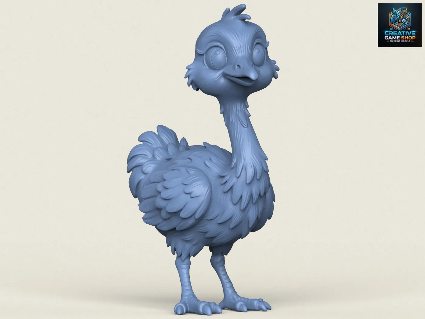 Stylized Baby Ostrich 3D Print Model .c4d .max .obj .3ds .fbx .stl .blend 