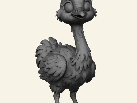 Stylized Baby Ostrich 3D Print Model