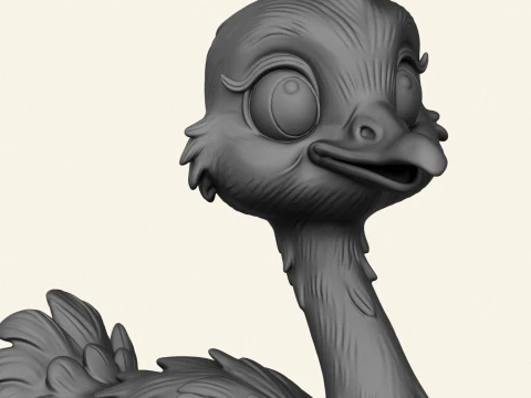Stylized Baby Ostrich 3D Print Model