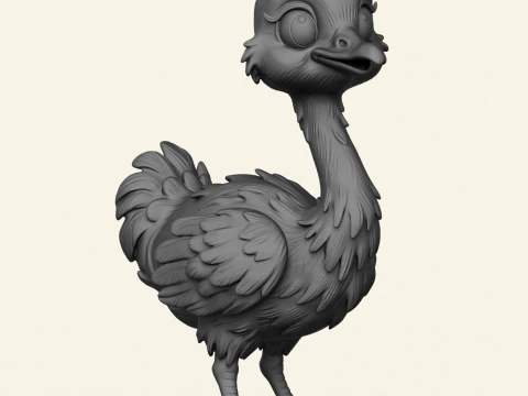 Stylized Baby Ostrich 3D Print Model