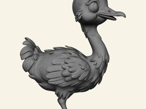 Stylized Baby Ostrich 3D Print Model