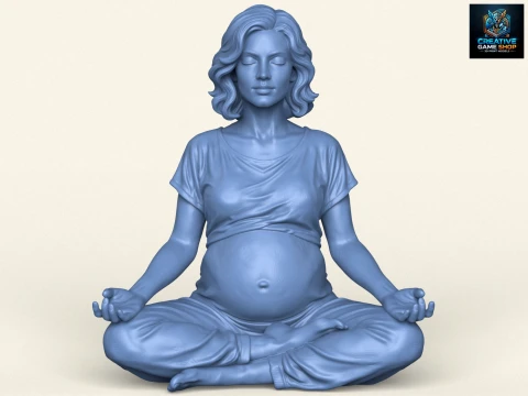 Pregnant Woman Meditation Statue Modèles 3D en vedette