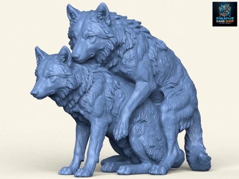 Pareja de lobos haciendo el amor Modelo de impresión 3D