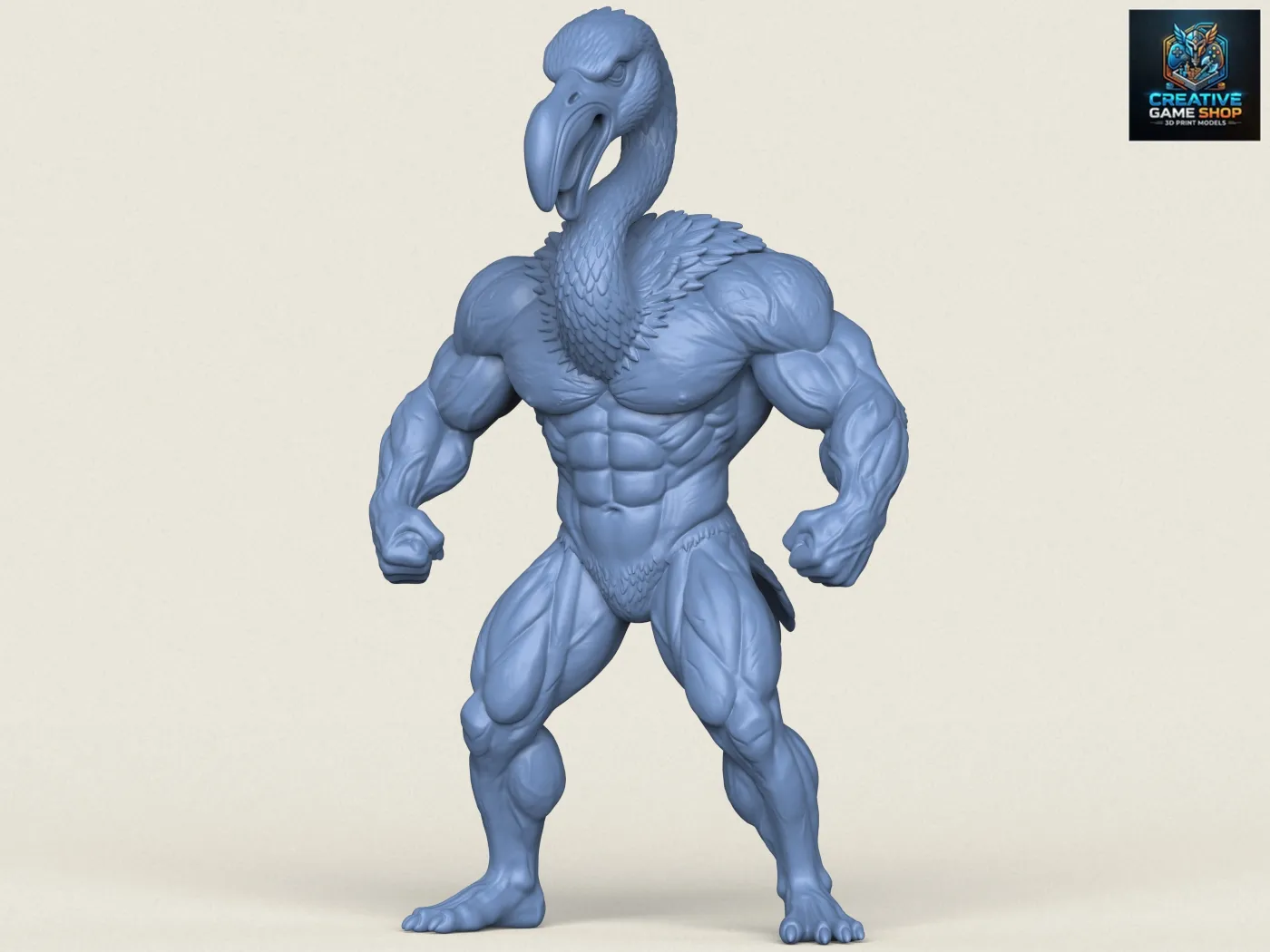 Flamingo Bird Bodybuilder Character 3D Print Model .c4d .max .obj .3ds .fbx .stl .blend 