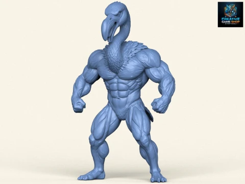 Flamingo Bird Bodybuilder Character 3D printmodel