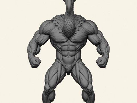 Flamingo Bird Bodybuilder Character 3D Print Model