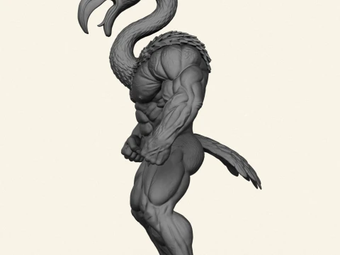 Flamingo Bird Bodybuilder Character 3D Print Model