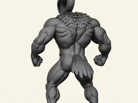 Flamingo Bird Bodybuilder Character 3D Print Model