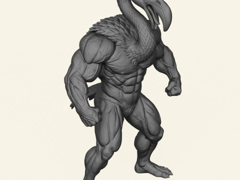 Flamingo Bird Bodybuilder Character 3D Print Model
