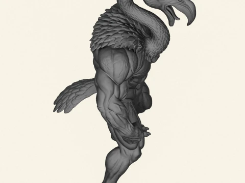 Flamingo Bird Bodybuilder Character 3D Print Model
