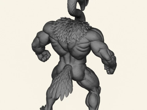 Flamingo Bird Bodybuilder Character 3D Print Model
