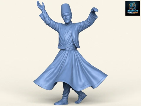 Sufi Dervish Dancer Statue Modèles 3D en vedette