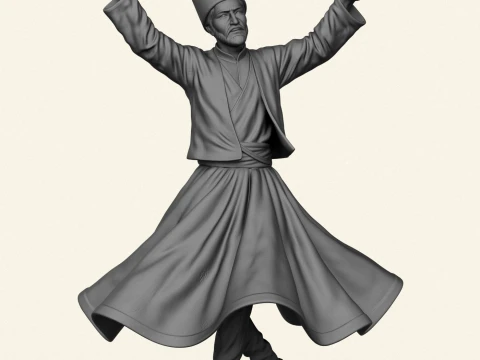 Sufi Dervish Dancer Statue 3D Print Model