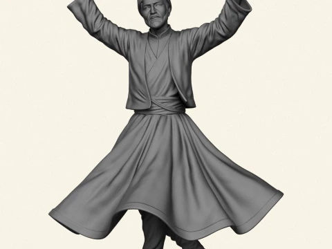 Sufi Dervish Dancer Statue 3D Print Model