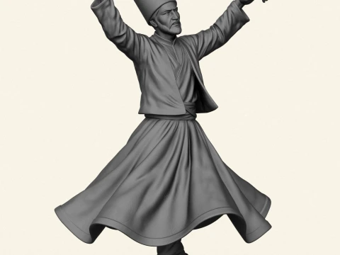 Sufi Dervish Dancer Statue 3D Print Model