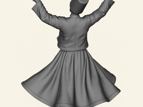 Sufi Dervish Dancer Statue 3D Print Model