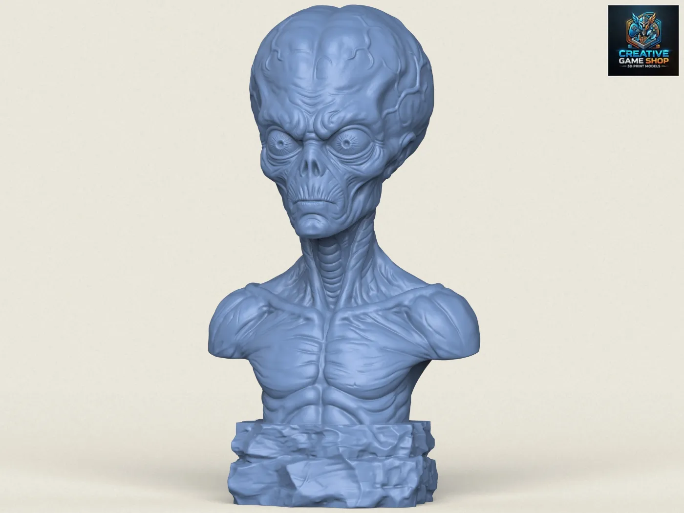 Mars Attacks Alien Bust 3D Print Model .c4d .max .obj .3ds .fbx .stl .blend