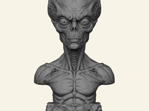 Mars Attacks Alien Bust 3D Print Model