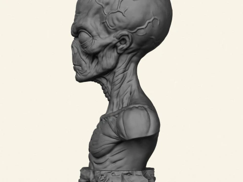 Mars Attacks Alien Bust 3D Print Model