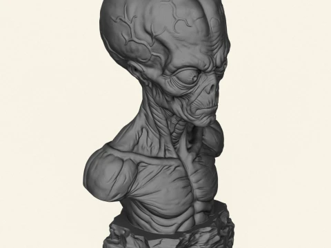 Mars Attacks Alien Bust 3D Print Model