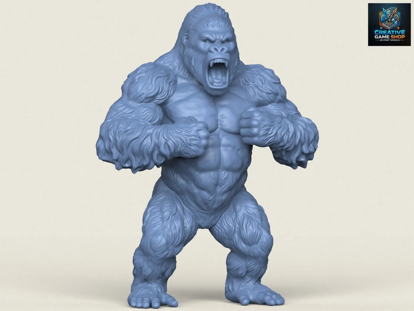 Wild Angry Gorilla 3D Print Model .c4d .max .obj .3ds .fbx .stl .blend 