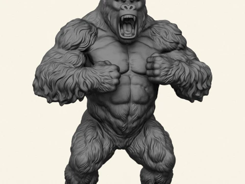 Wild Angry Gorilla 3D Print Model