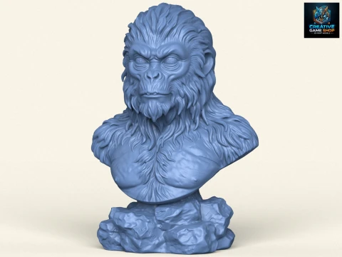 Chewbacca Ape Character Bust Model Cetak 3D
