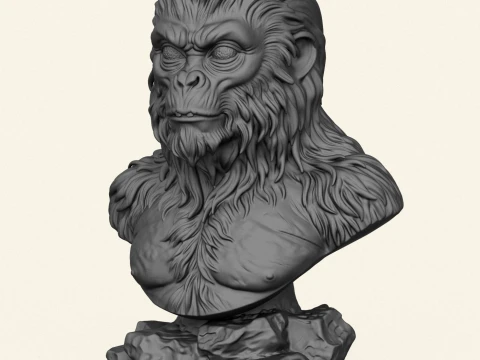 Chewbacca Ape Character Bust 3D Print Model
