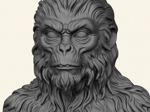 Chewbacca Ape Character Bust 3D Print Model