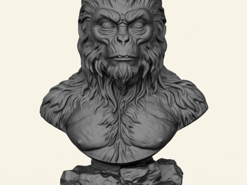 Chewbacca Ape Character Bust 3D Print Model