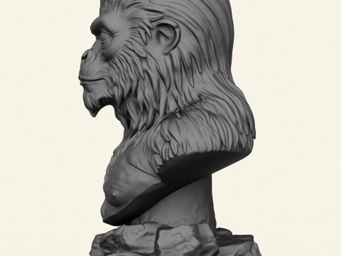 Chewbacca Ape Character Bust 3D Print Model