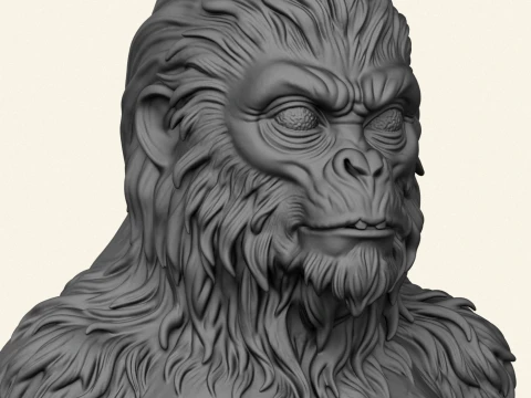 Chewbacca Ape Character Bust 3D Print Model
