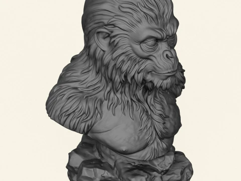 Chewbacca Ape Character Bust 3D Print Model