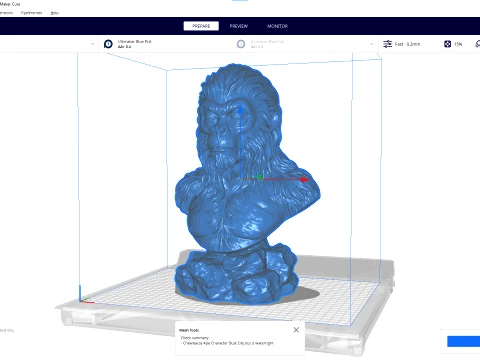 Chewbacca Ape Character Bust 3D Print Model
