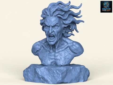 Attack Titan Eren Character Bust Model Cetak 3D