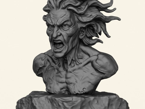 Attack Titan Eren Character Bust 3D Print Model