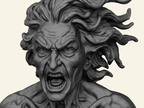 Attack Titan Eren Character Bust 3D Print Model