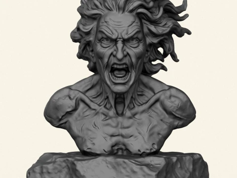 Attack Titan Eren Character Bust 3D Print Model