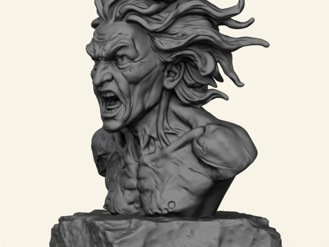 Attack Titan Eren Character Bust 3D Print Model