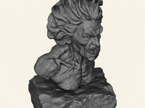 Attack Titan Eren Character Bust 3D Print Model