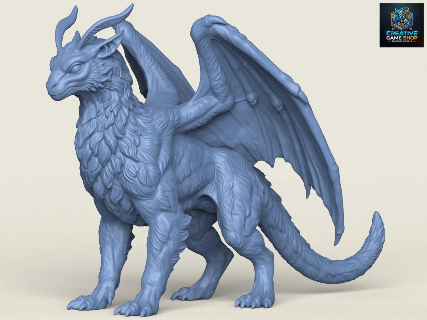 Feathered Dragon Miniature 3D Print Model .c4d .max .obj .3ds .fbx .stl .blend 