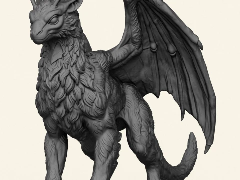 Feathered Dragon Miniature 3D Print Model