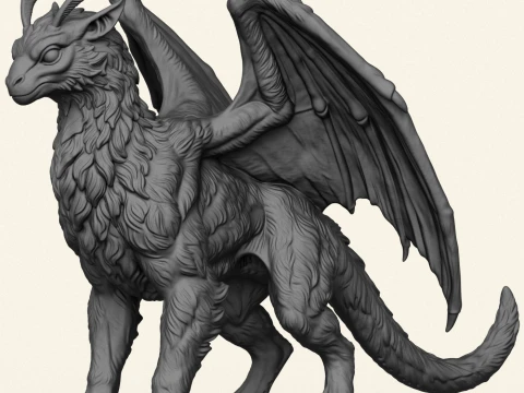 Feathered Dragon Miniature 3D Print Model