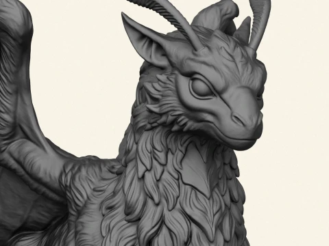 Feathered Dragon Miniature 3D Print Model