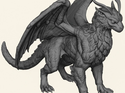 Feathered Dragon Miniature 3D Print Model