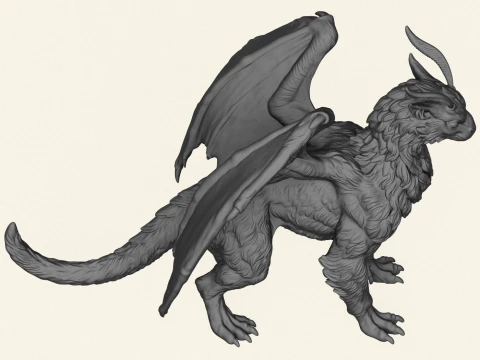 Feathered Dragon Miniature 3D Print Model