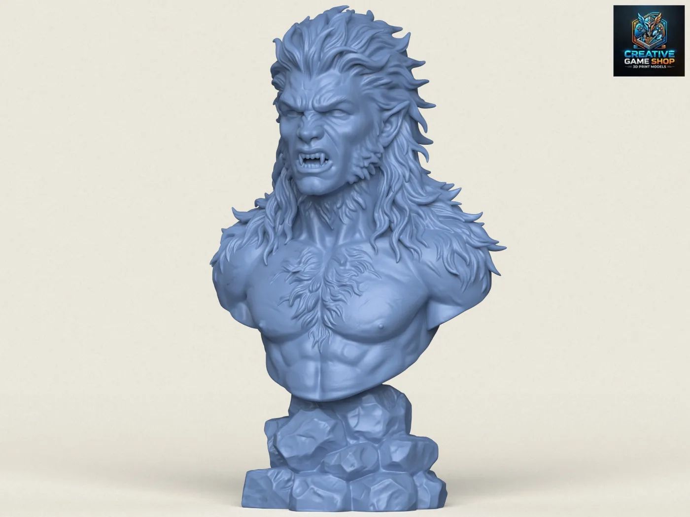 Aggressive Wolverine Creature Bust 3D Print Model .c4d .max .obj .3ds .fbx .stl .blend 