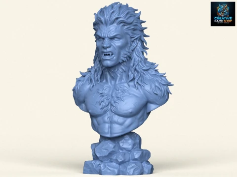 Aggressive Wolverine Creature Bust 3D Print Model